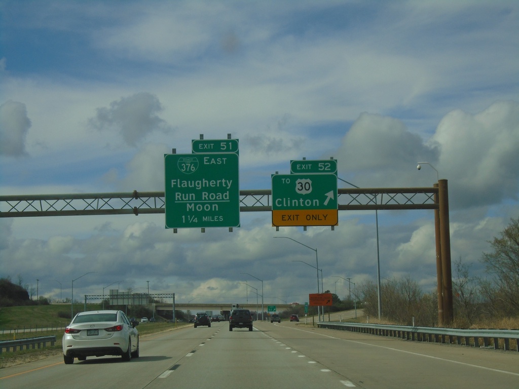 I-376 West - Exits 51 and 52