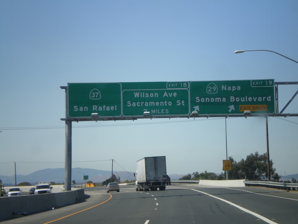 CA-37 West at Exits 19 and 18