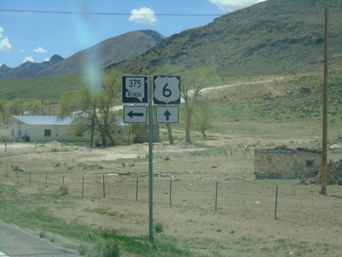 US-6 West at NV-375 South - Warm Springs Junction