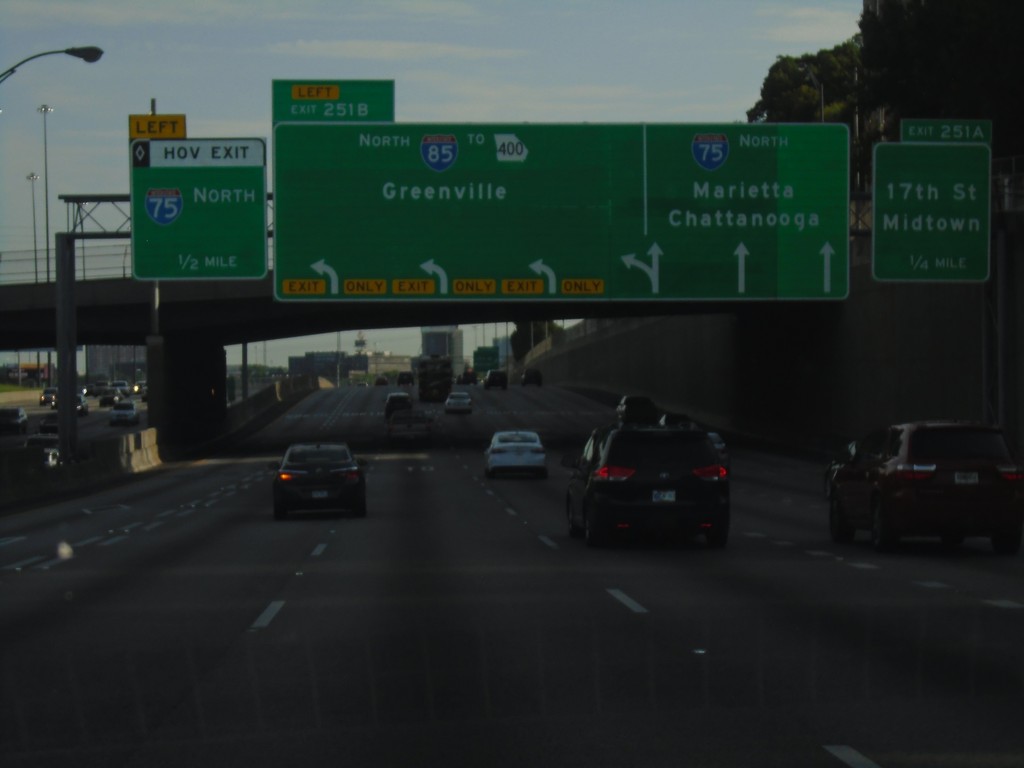 I-75/I-85 North Approaching Exits 251A and 251B