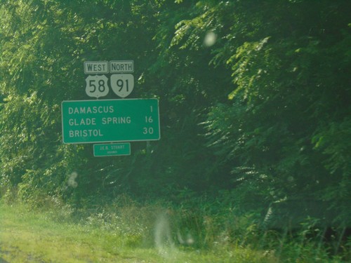 US-58 West/VA-91 North - Distance Marker