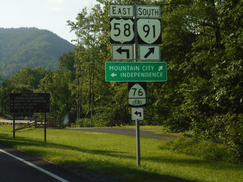 US-58 East/VA-91 South at US-58/VA-91 Split