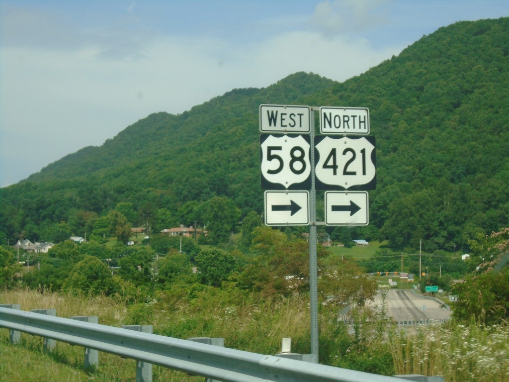 US-58 West/US-421 North Approaching VA-224