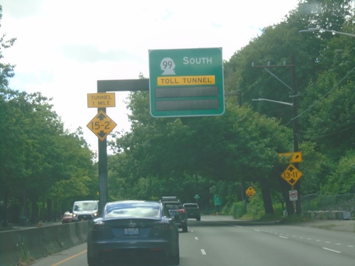 WA-99 South Approaching Toll Tunnel