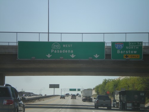 CA-210 West Approaching Exit 74