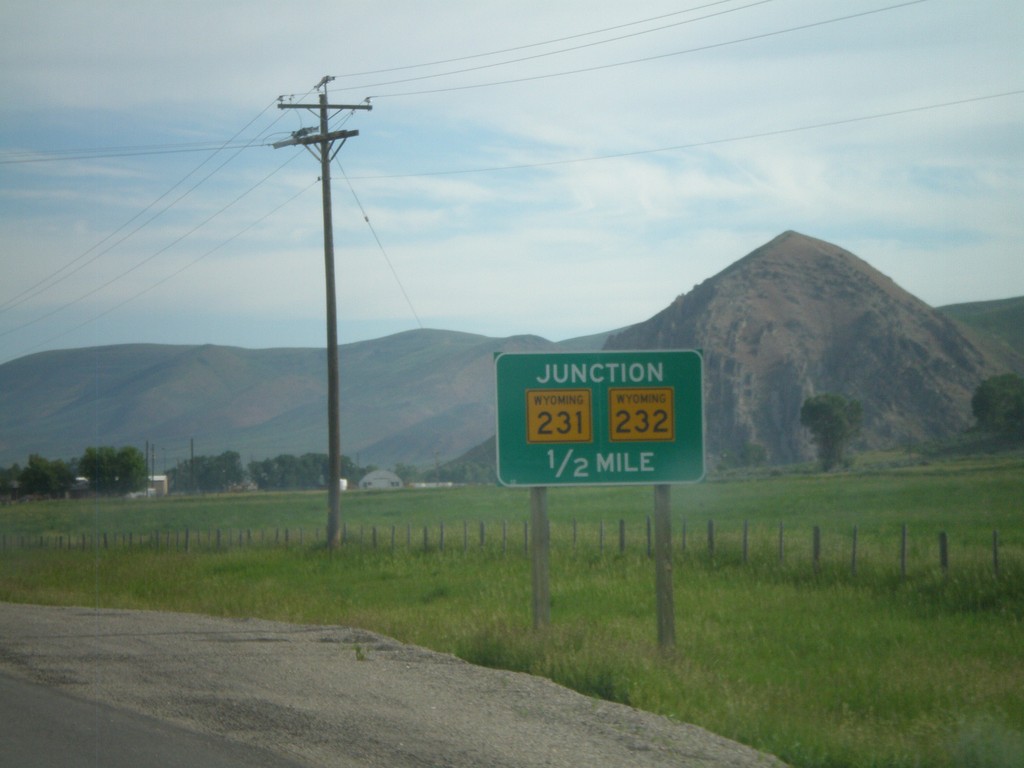 US-30 West/WY-89 North Approaching WY-231/WY-232