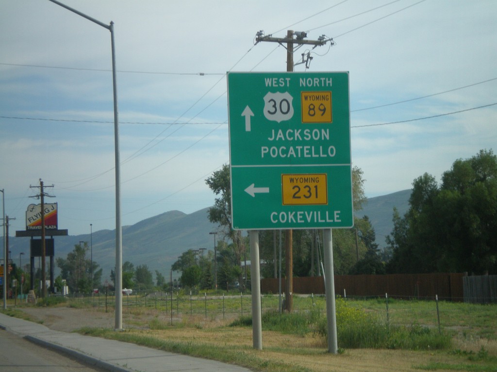 US-30 West/WY-89 North Approaching WY-231/WY-232