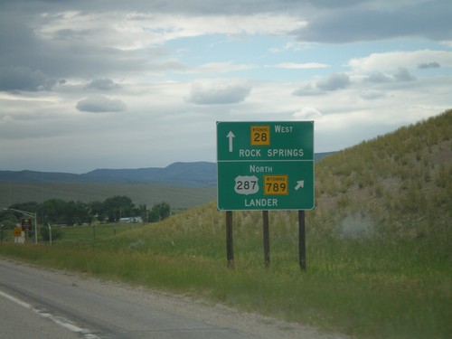 US-287/WY-789 North Approaching WY-28