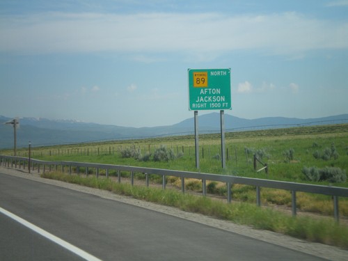 US-30 West/WY-89 North Approaching WY-89