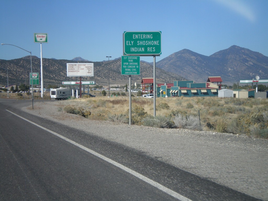 US-93 North - Entering Ely Shoshone Indian Reservation