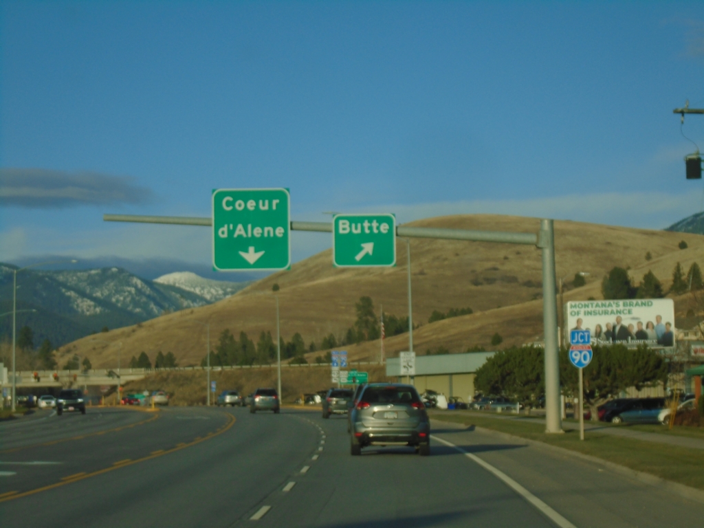 US-93 North/BL-90 West Approaching I-90