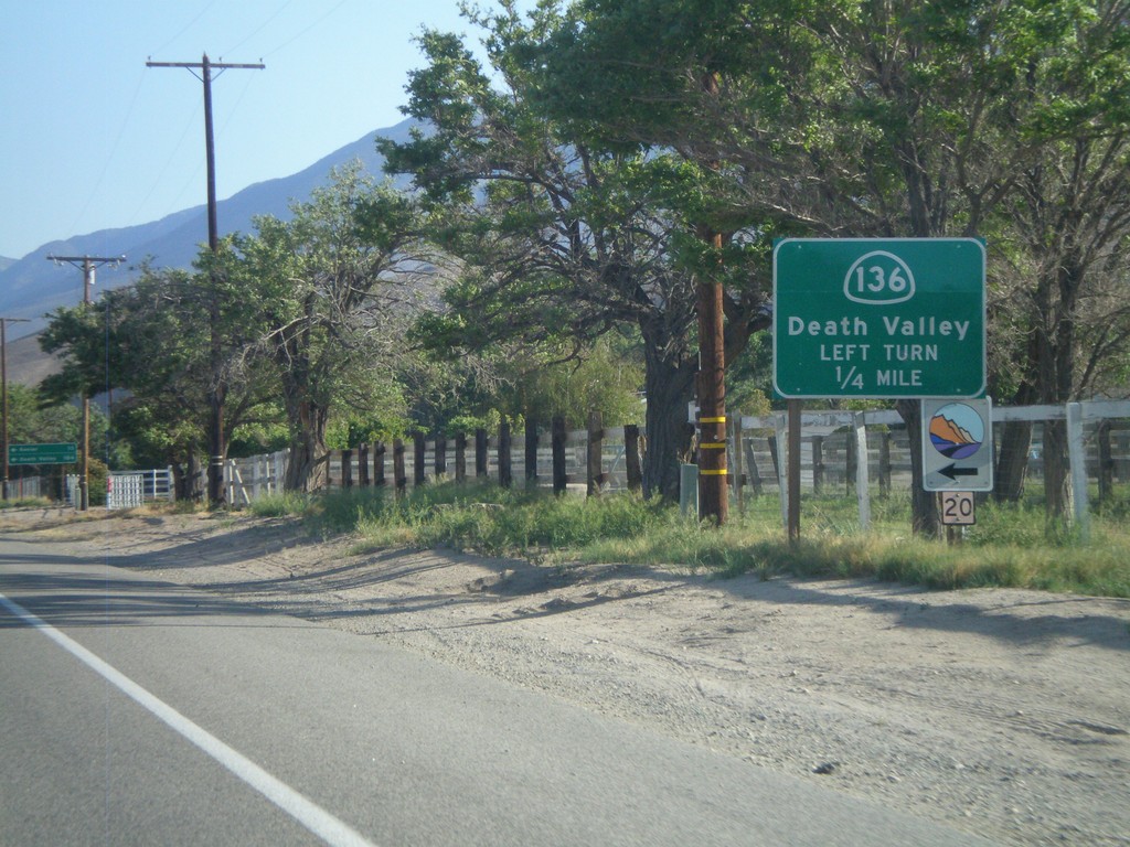 US-395 South Approaching CA-136