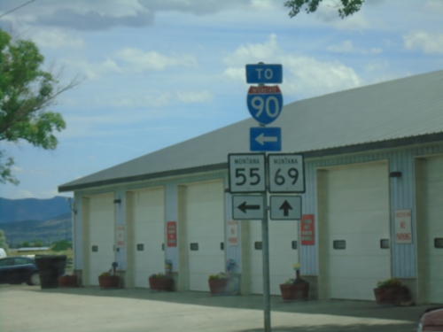 MT-2 East/MT-55 North at MT-69 and MT-55/To I-90