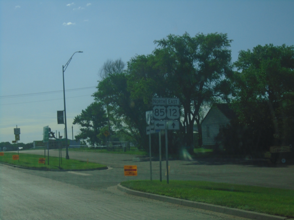 US-12 East/US-85 North at US-12/US-85 Split