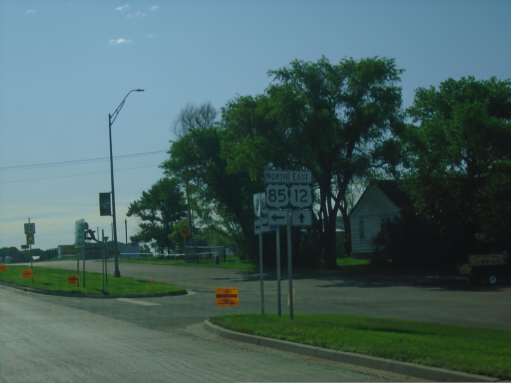 US-12 East/US-85 North at US-12/US-85 Split