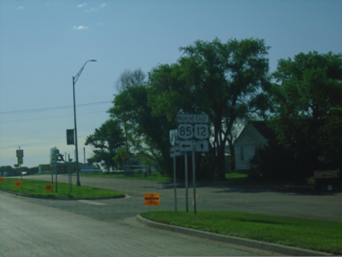 US-12 East/US-85 North at US-12/US-85 Split