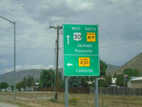 US-30 West/WY-89 North Approaching WY-231/WY-232