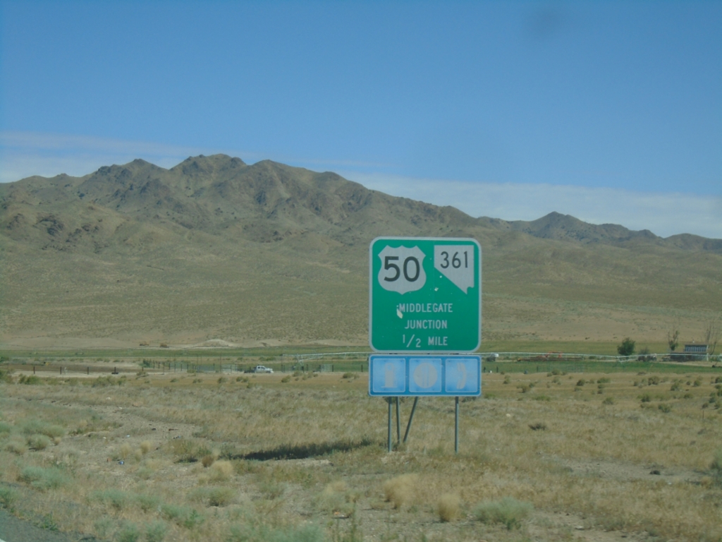 NV-361 North Approaching US-50 - Middlegate Junction