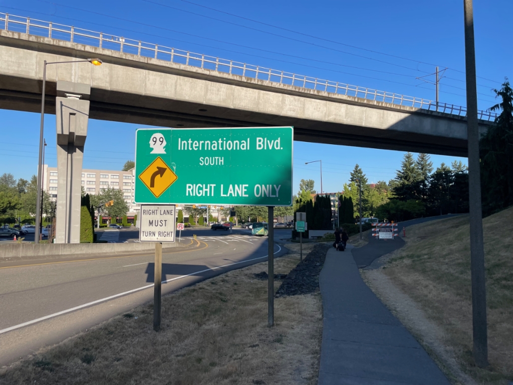 SeaTac Airport Arrivals Road Approaching WA-99