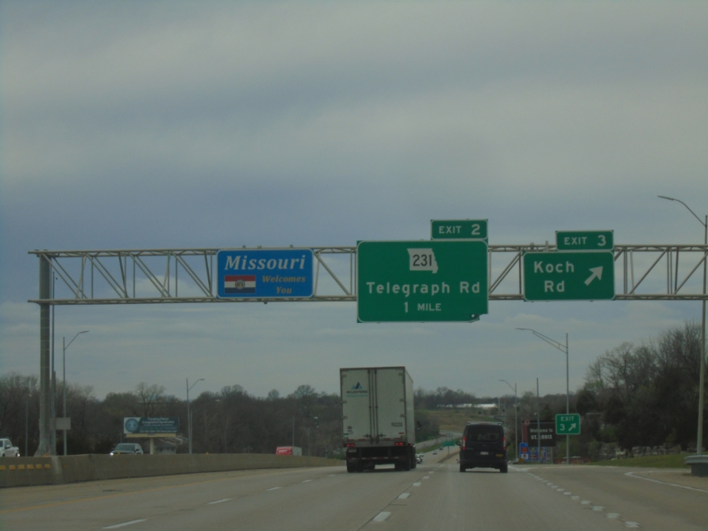 I-255 South - Exits 3 and 2 / Welcome To Missouri
