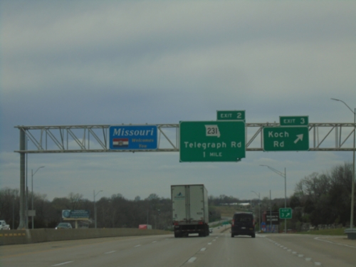 I-255 South - Exits 3 and 2 / Welcome To Missouri
