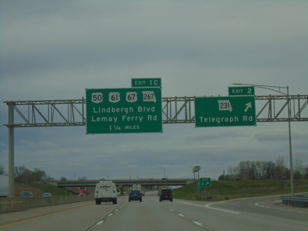 I-255 South - Exits 2 and 1C