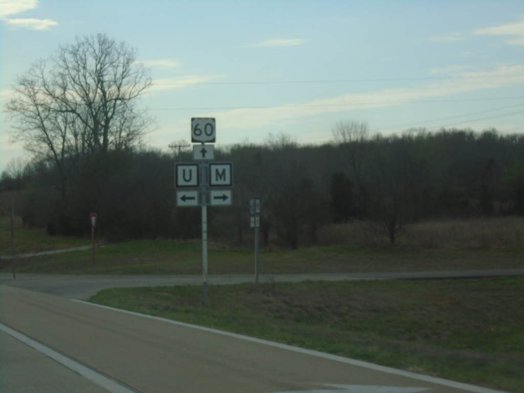 US-60 West at MO-M and MO-U Junction