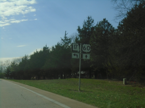 US-60 West/MO-17 South at US-60/MO-17 Split