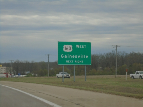 US-63/MO-17 South/US-160 West Approaching US-160 West