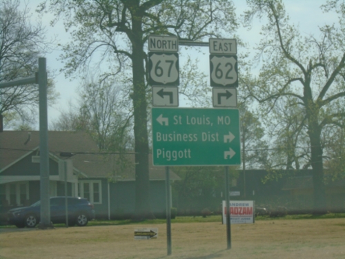 US-62 East/US-67 North at US-62/US-67 Split