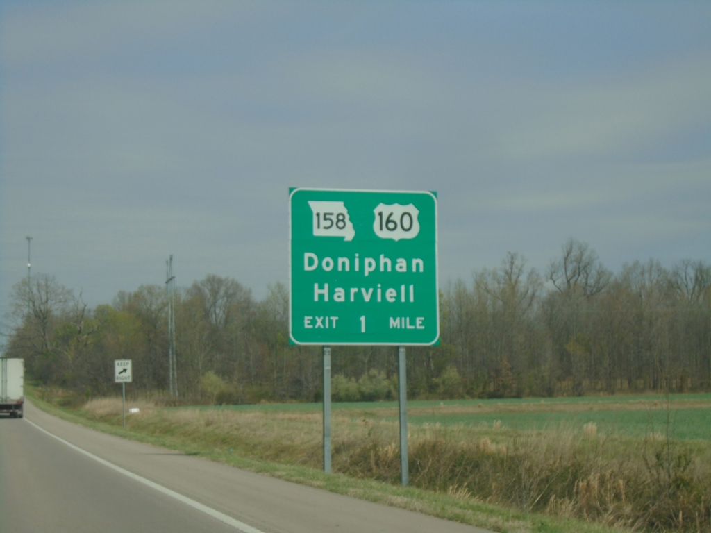 US-67 North Approaching US-160/MO-158 Interchange