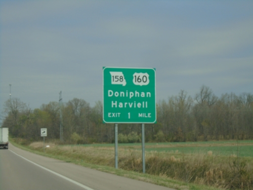 US-67 North Approaching US-160/MO-158 Interchange