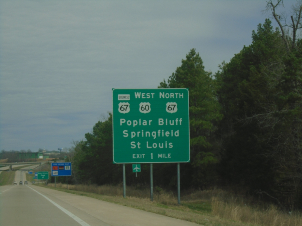 US-67 North Approaching US-67/Bus. US-67 Interchange