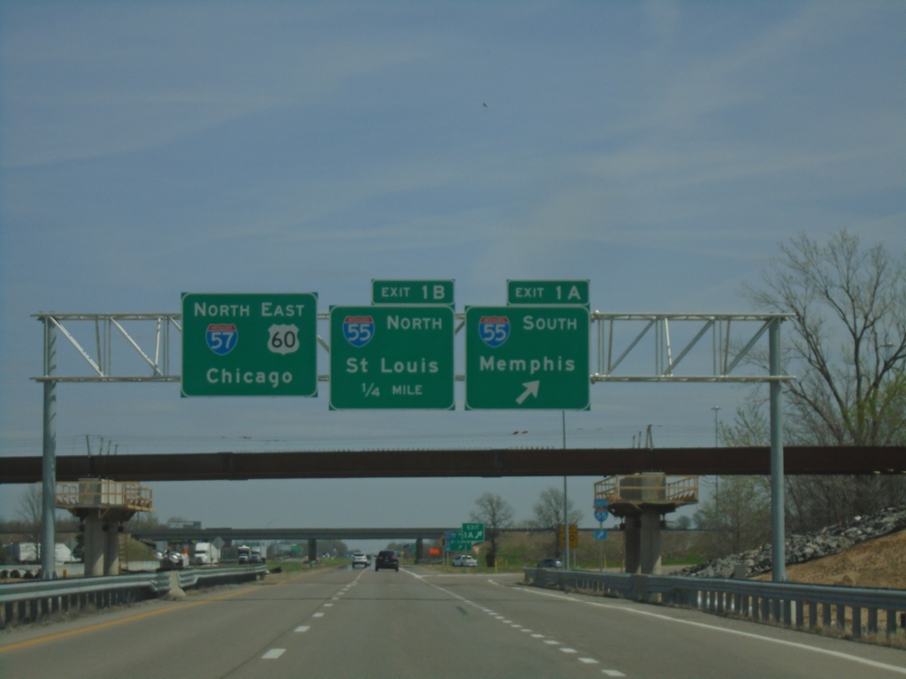US-60 East/Begin I-57 North at Exits 1A and 1B