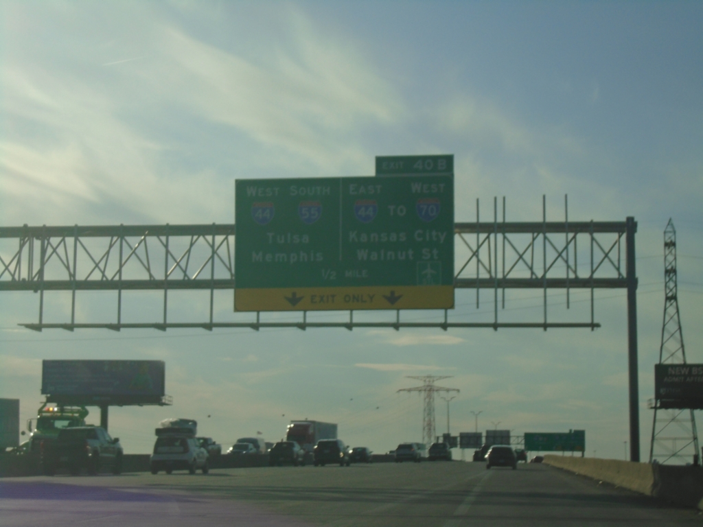 I-64 West/I-55 South Approaching (MO) Exit 40B