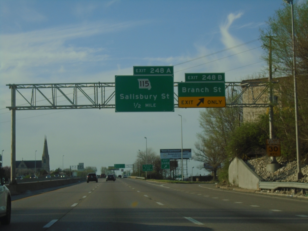 I-70 West - Exits 248B and 248A