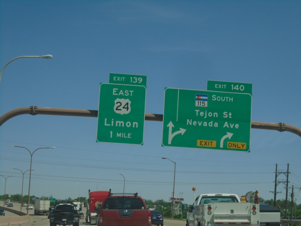 I-25 South/US-24 East - Exits 140 and 139