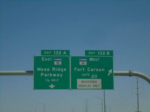 I-25 South - Exits 132A and 132B
