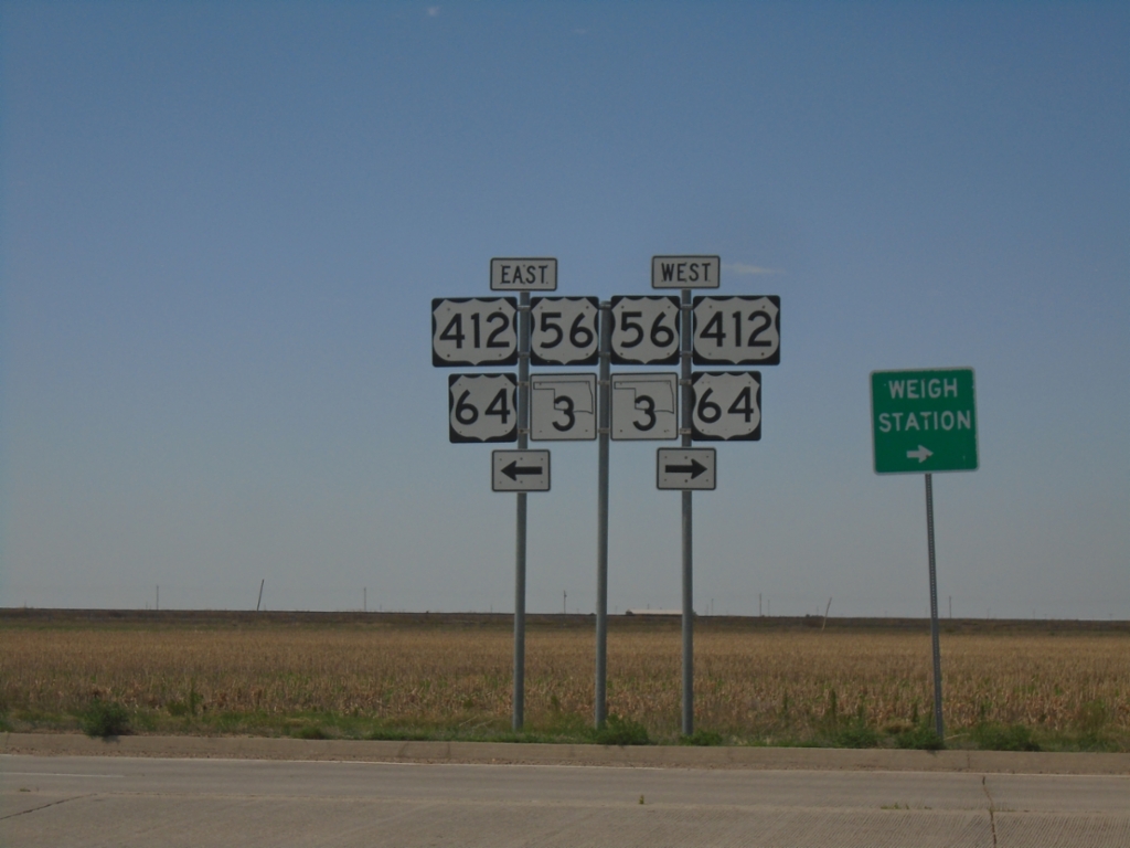 US-287 South/OK-3 East Offramp at US-56/US-64/US-412