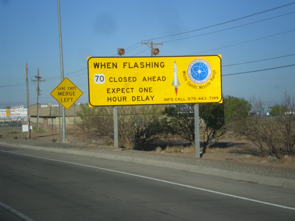 US-70 West - White Sands Missile Range Warning