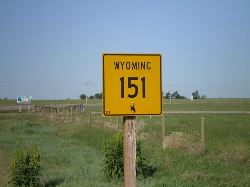 Begin WY-151 West at the Wyoming Stateline